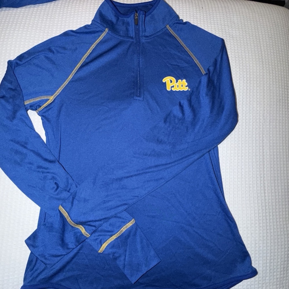 Colosseum Women Long Sleeve Qtr Zip Blue Shirt Pitt Panthers Sz Medium